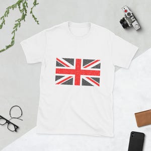 Unisex t-shirt med prickig Union Jack-flagga, kortärmad
