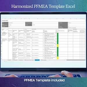 Plantilla armonizada de PFMEA en Excel, herramienta de evaluación de riesgos para ingenieros, control de calidad y fabricación, hoja de cálculo para análisis de fallos de procesos
