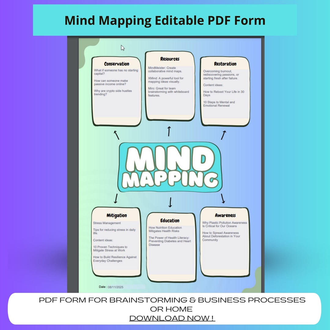 Mind mapping editable pdf form for brainstorming business processes