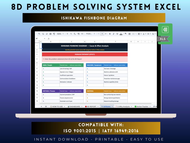 8D Problem Solving System Excel | Root Cause Analysis IATF 16949 zdjęcie 10