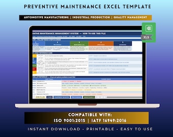 Preventive Maintenance Excel Template | PM Tracker IATF 16949