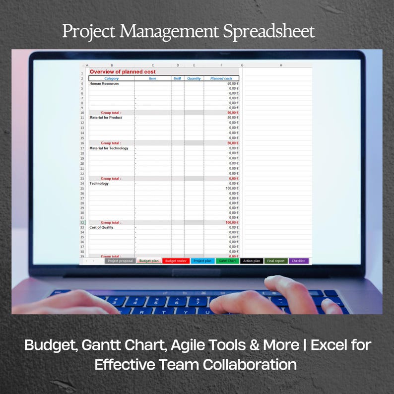Project Management Excel Spreadsheet: Agile Gantt Chart Budget Tool - Etsy