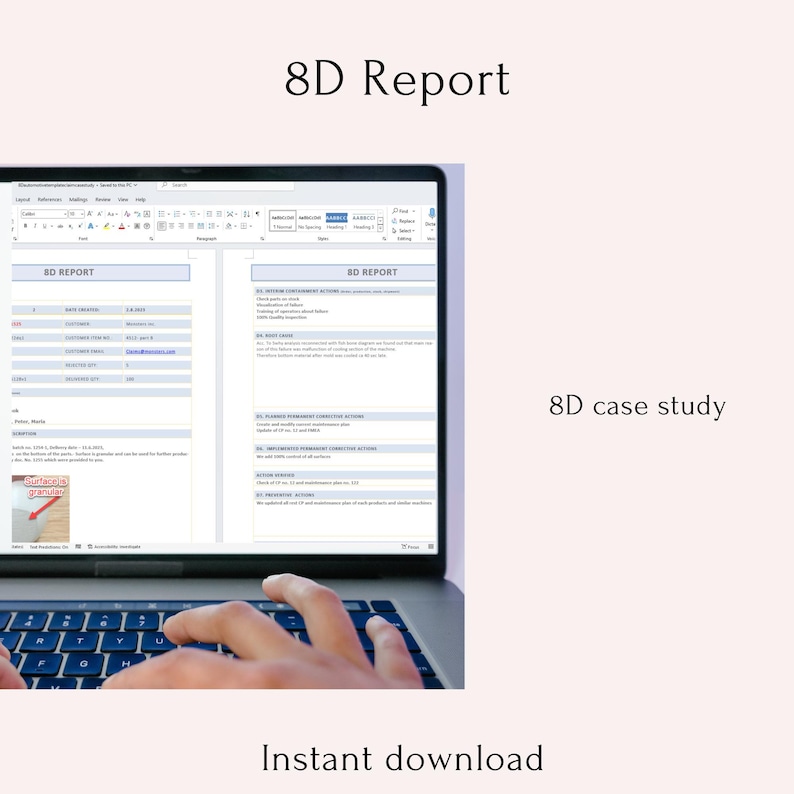 8D Report Template With Ishikawa Diagram (digital Download) - Etsy