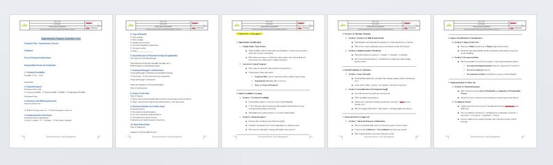 Kaizen Proposal Example Lean Management Improvement Proposal Form: Editable Kaizen Word ...