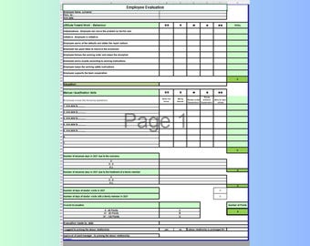 Employee Evaluation Template | Performance Review | HR Employee Appraisal Form | Digital Download | Excel spreadsheet & Printable