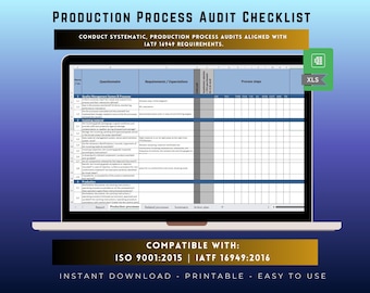 IATF 16949 Process Audit Checklist Excel | 83 Questions
