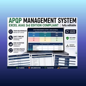 APQP Management System Excel | AIAG 3rd Edition IATF 16949 Template