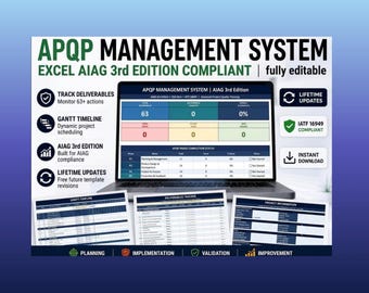 APQP Management System Excel | AIAG 3rd Edition IATF 16949 Template