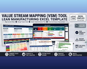 Value Stream Mapping Toolkit |VSM Excel Tool | Template IATF 16949