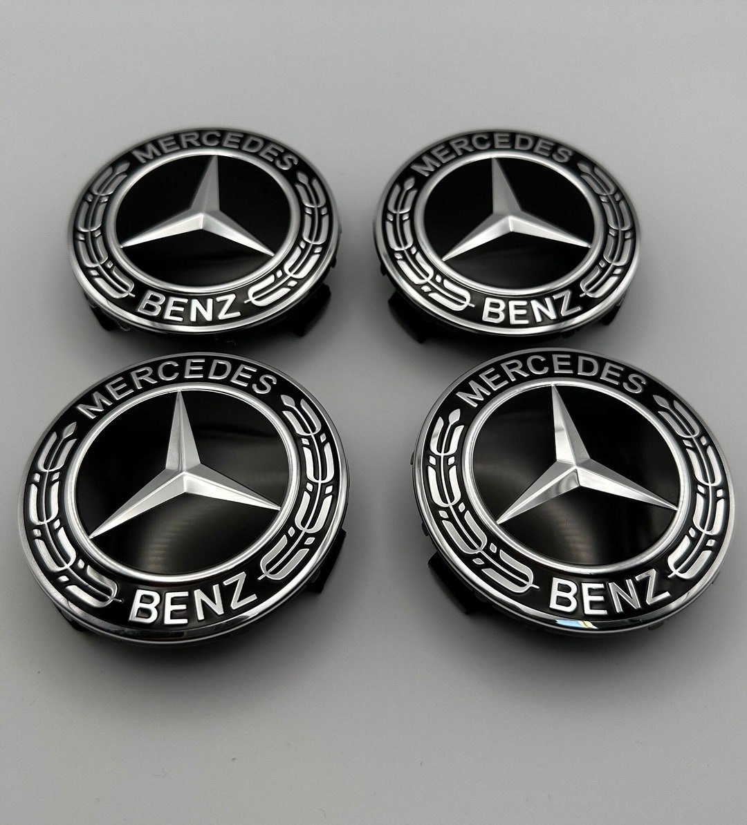 4 X Mercedes Benz Black Alloy Wheel Centre Caps 75mm - Etsy