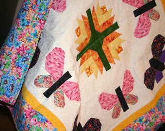 Butterflies and Tulips baby quilt