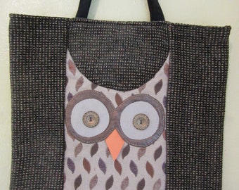 Wide Eyed Owl Tote Bag - Book Bag - Market Bag