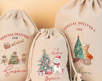 Personalized Santa Sack, Santa Gift Bag, Christmas Bag, Holiday Gift Bag, Christmas Bag with Name, Large Santa Sack, Family Christmas Sack