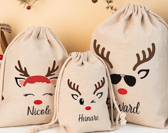 Family Christmas Sack,Santa Stocking Drawstring Bag,Merry Christmas Santa Sack,Christmas Santa Sack,Kids Present Gift Bag,Personalized Sack
