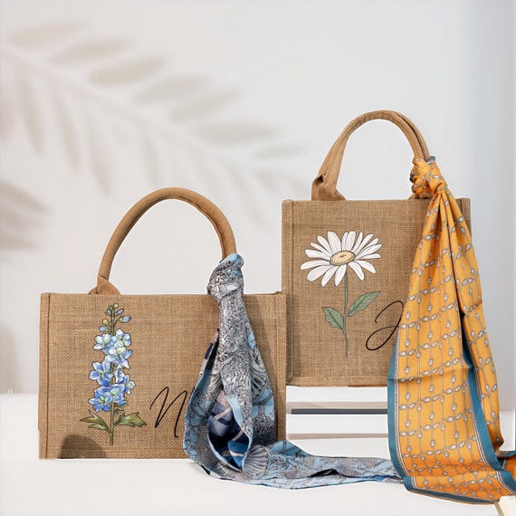 Personalized Tote Bags for Women, Bridesmaid Bag With Scarf