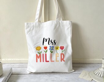 Bolsa de tela personalizada para regalo de agradecimiento a profesores, bolsa de regalo personalizada para profesores, regalo de agradecimiento para profesores, regalo con el nombre del profesor, bolsa de tela para el campus