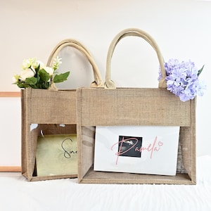 Personalized Bridesmaid Burlap Tote Bags,Custom Burlap Bag,Bachelorette Gifts bag,Burlap Gift Bag,Bridesmaid Proposal,Bridesmaid Beach Bag
