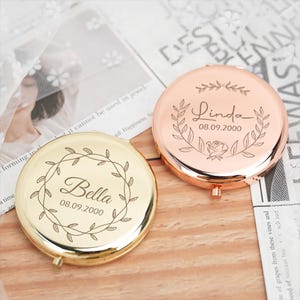 Custom Birth Flower Compact Mirror,Personalize Bridesmaid Proposal,Wedding Favor,Gift Pocket Mirror for Mom,Friend&#39;s Birthday,Mother&#39;s Gift