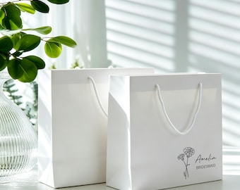 Presentpåsar med personligt namn: Anpassade tygpåsar med födelseblommor, presentpåsar med brudtärnor, tackpresentpåsar, presentpåsar med födelsedags- och bröllopsfestpresenter