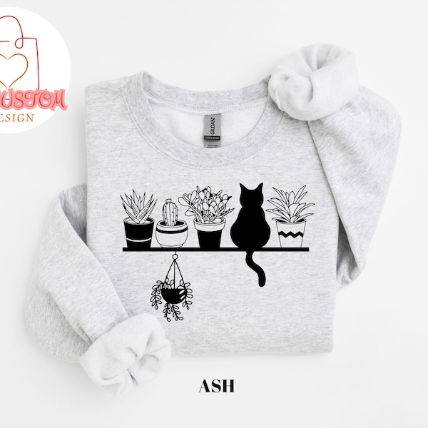 Cat and Plants Mom Sweatshirt: Gardener Gift