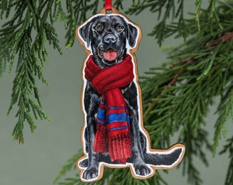 Black Lab Christmas Ornament, Watercolor, Labrador Retriever, Black Lab Gift, Dog Lover Gift, Stocking Stuffer