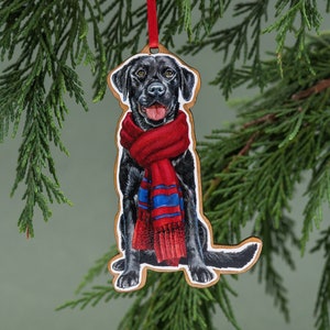 Black Lab Christmas Ornament, Watercolor, Labrador Retriever, Black Lab Gift, Dog Lover Gift, Stocking Stuffer image 1