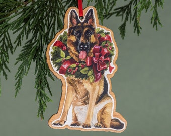 German Shepherd, Christmas Ornament, Wood Tree Ornament, German Shepherd Gift, Shepherd Ornament, Handmade