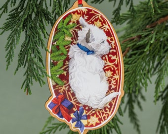 West Highland Terrier, Westie, Christmas Ornament, Westie Ornament, Westie Lover, Watercolor Art, Dog Ornament, Westie Gift, Dog Lover Gift