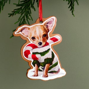 Chihuahua Ornament,Chihuahua,Christmas Ornament,Pet Ornament Wood,Chihuahua Gift,Dog Ornament,Pet Lover Gift,Dog Lover Gift,Stocking Stuffer image 1
