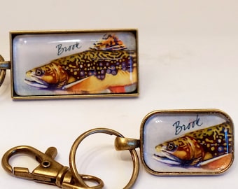 Handgemaakt, Vliegvissen, Sleutelhanger, Beekforel, Appalachian Brook, Aquarel Forel, Forel Kunst, Visser Gift, Gespikkelde Forel, Gevlekte Forel,