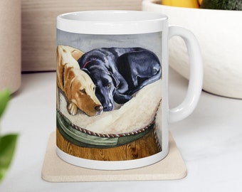 Black Lab, Yellow Lab, 11oz Coffee Mug, Dog Art, Lab Art, Ceramic Mug, Black Labrador, Yellow Labrador, Black Lab Gift, Yellow Lab Gifts