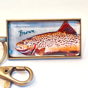 Braune Forelle Schlüsselanhänger, Fliegenfischen Kunst, Forelle Kunst, FischKunst, Braune Forelle Kunst, Fischer Geschenk, Fliegenfischen Geschenk, Geschenk für ihn