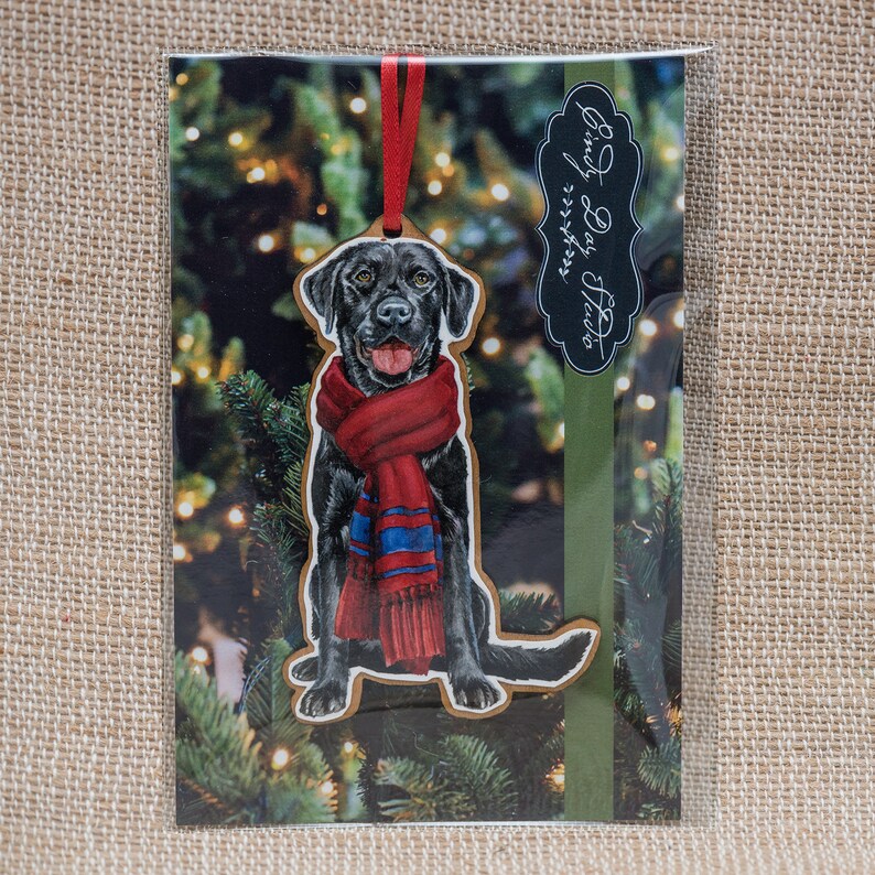 Black Lab Christmas Ornament, Watercolor, Labrador Retriever, Black Lab Gift, Dog Lover Gift, Stocking Stuffer image 2