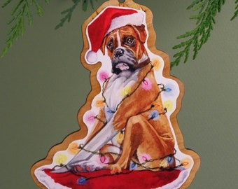 Boxer Ornament, Fawn Boxer, Boxer Ornament, Boxer,Christmas Ornament,Wood Ornament,Dog Ornament,Dog Lover Gift,Pet Ornament,Boxer Lover Gift