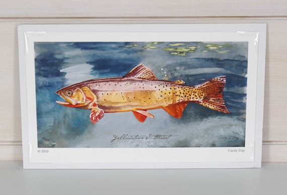 Yellowstone, Cutthroat Trout, Fly Fishing Art, Trout Art, Fish Wall Art,  Trout Watercolor, Lake House Decor, Rustic Cabin Decor,fishing Gift -   Canada