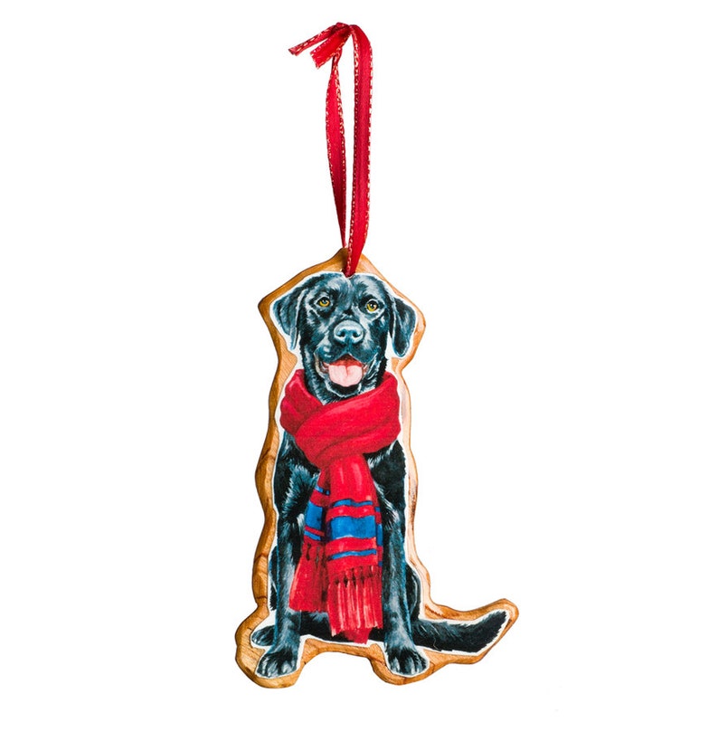 Black Lab Christmas Ornament, Watercolor, Labrador Retriever, Black Lab Gift, Dog Lover Gift, Stocking Stuffer image 3