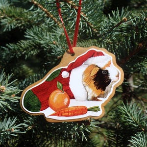 Guinea Pig Handmade Wooden Christmas Ornament, Christmas Stocking Guinea Pig, Guinea Pig Lover Gift, Stocking Stuffer, Guinea Pig Ornament