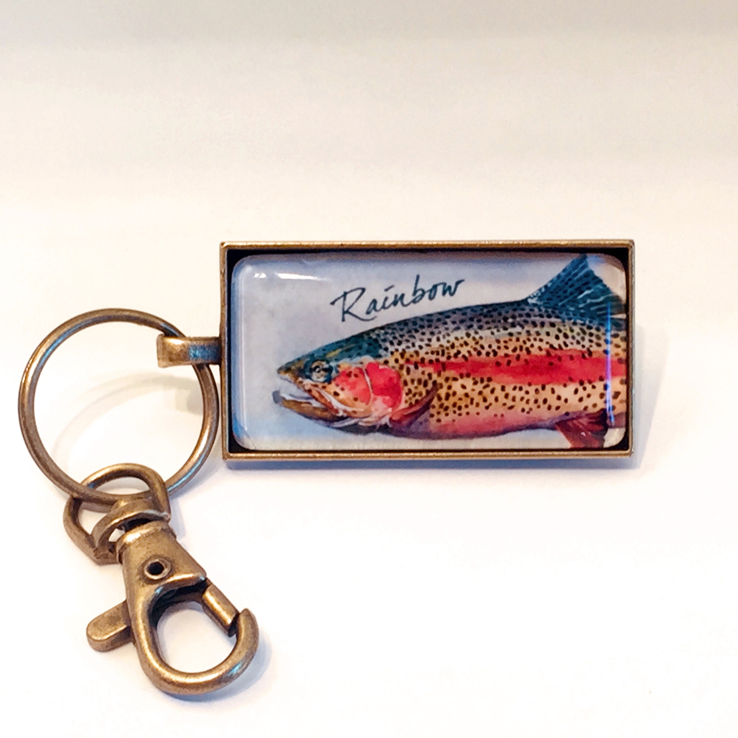 Rainbow Trout Keychain Watercolor Trout Trout Art Fishing Etsy