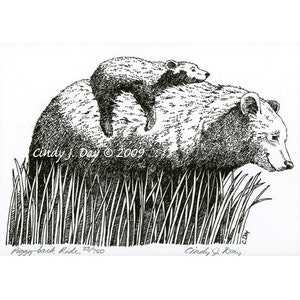 Mama Bear, Bear Cub Print, Black Bear Art, Black Bear Print, Nursery Decor, Cabin Decor, Woodland Animals,Woodland Nursery, Rustic Decor