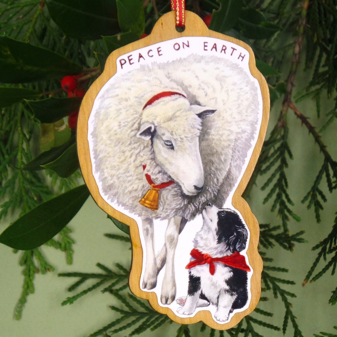 Border Collie, Ornament, Sheep Ornament, Peace on Earth, Christmas