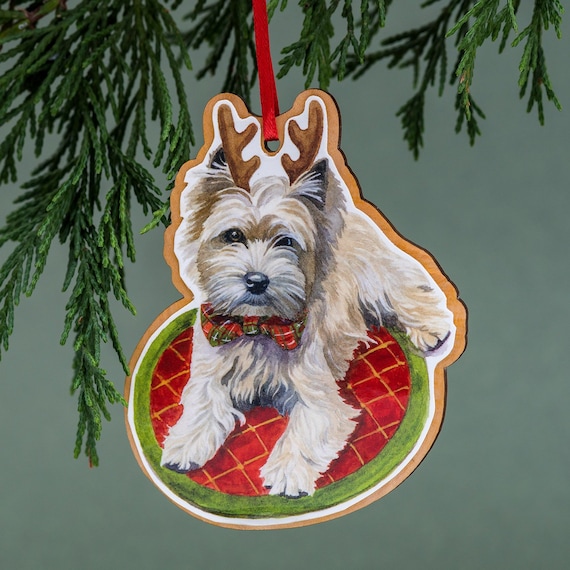 Cairn Terrier Christmas Ornament Wood Tree Ornament Handmade Watercolor Art Cairn Terrier Art Dog Ornament Etsy