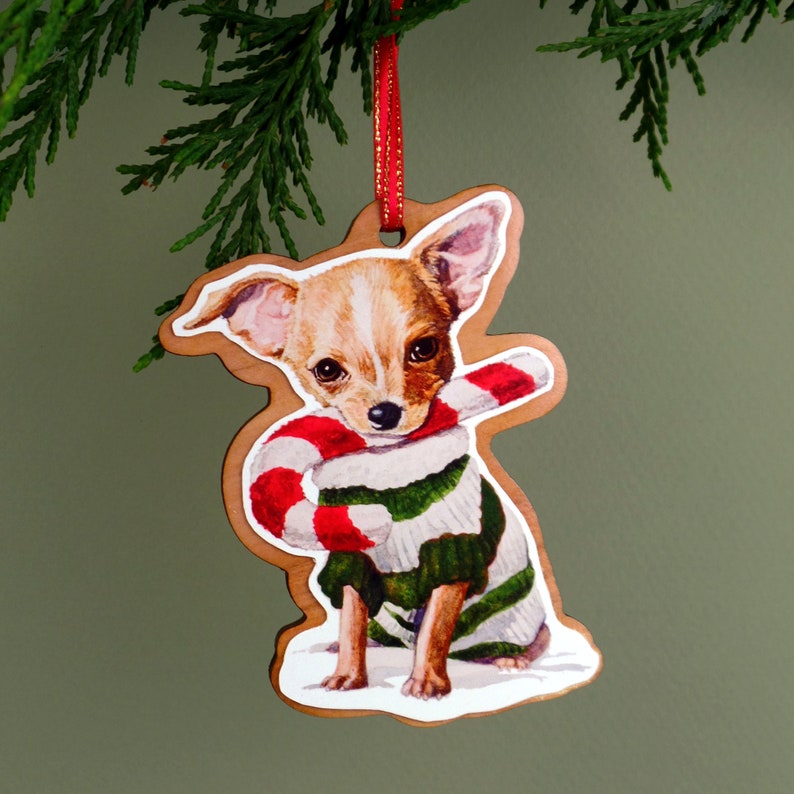 Chihuahua Ornament,Chihuahua,Christmas Ornament,Pet Ornament Wood,Chihuahua Gift,Dog Ornament,Pet Lover Gift,Dog Lover Gift,Stocking Stuffer image 1