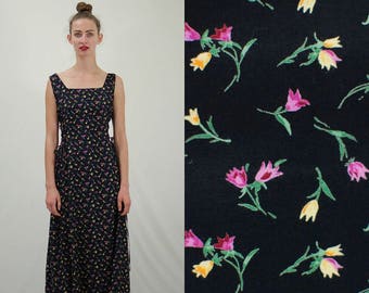 Vintage Dress / Vintage 90s Dress / 90s Floral Dress / 90s Dress / Boho Dress / 90s Grunge Dress / Grunge Dress / Maxi Dress / Small