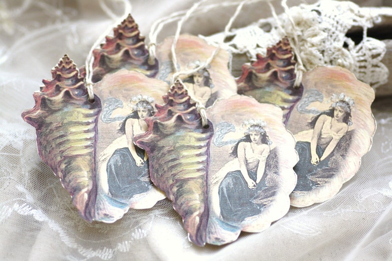 the mermaid within beautiful seashell art tags image 4