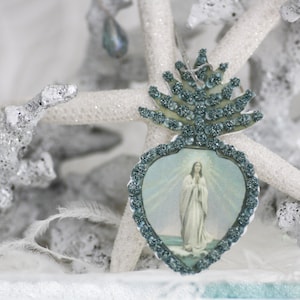 Stella Maris - blaue ex voto Papierkunst Geschenkanhänger