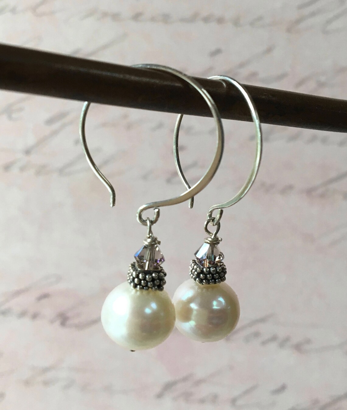 Beautiful Round White Freshwater Pearls With Sterling Bali - Etsy