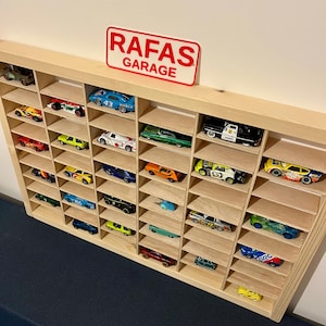Wooden Hot Wheels Display Case: 60 Car Storage - Kids & Collectors and 3D Signs image 2