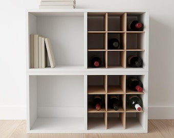 Grid Wine Rack Insert for IKEA Kallax, 9-Bottle Storage