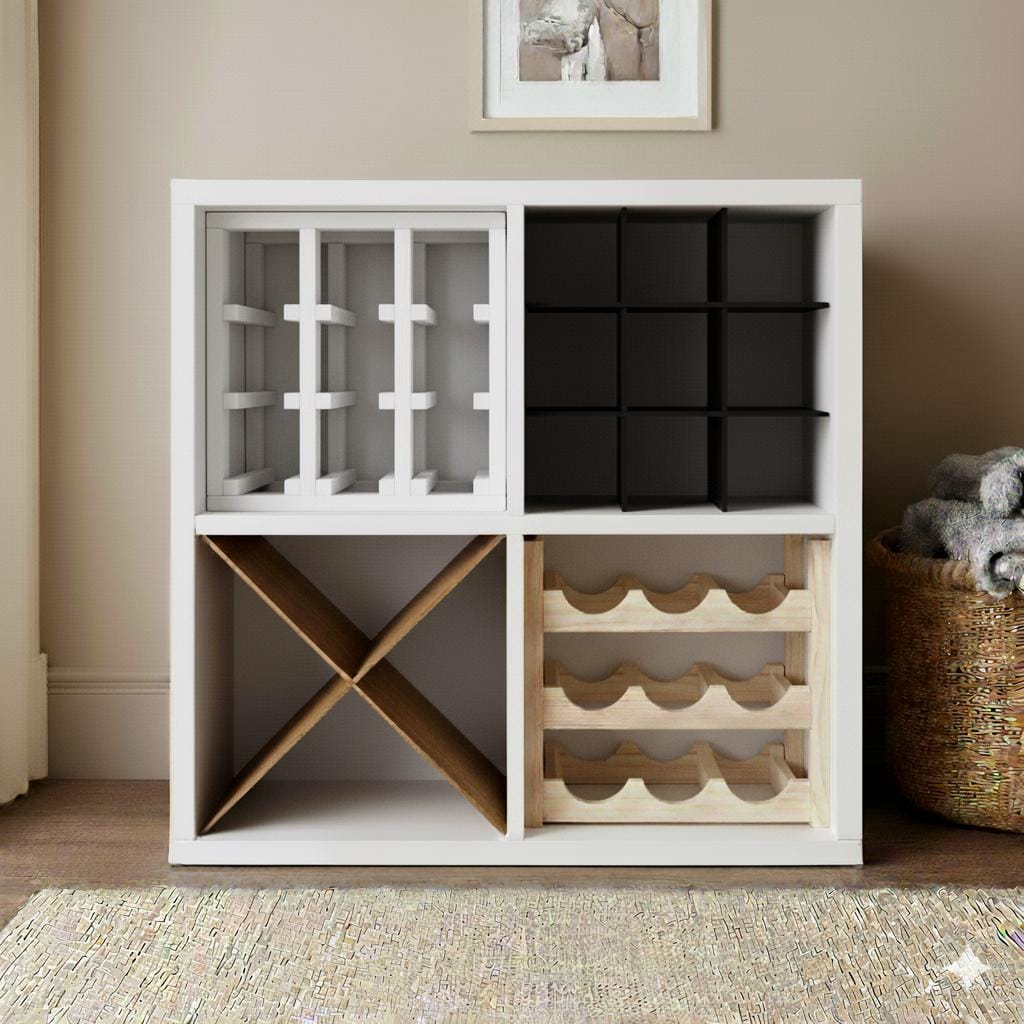 IKEA Kallax Wine Rack Insert: Wooden Cube Organizer, Modern Wine