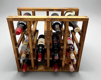 Rustic Wood Wine Rack: 16-Bottle Freestanding Wine Organizer